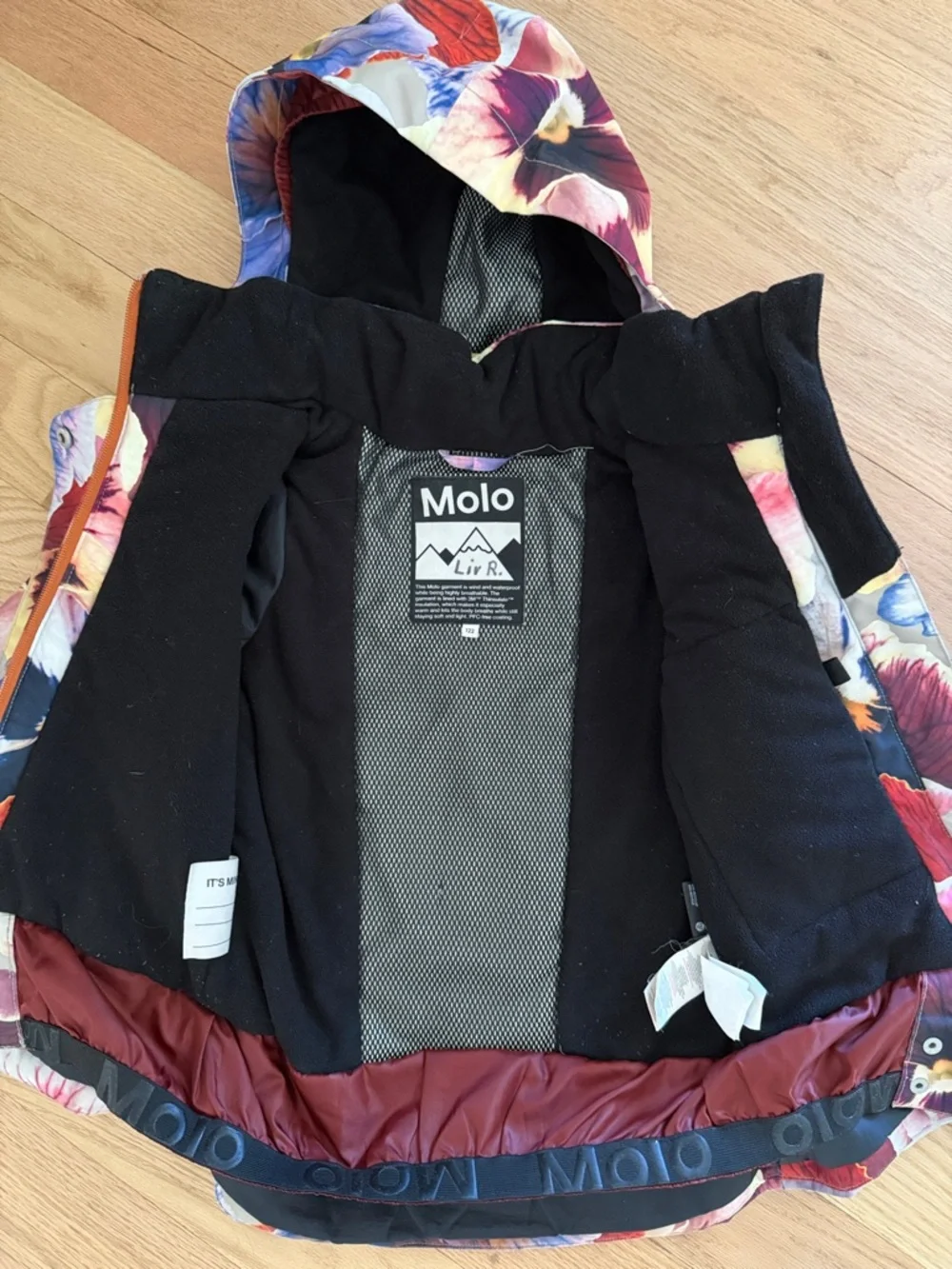 Molo multicolor Floral Pansy Print Hooded Jacket girls sz EUR 122